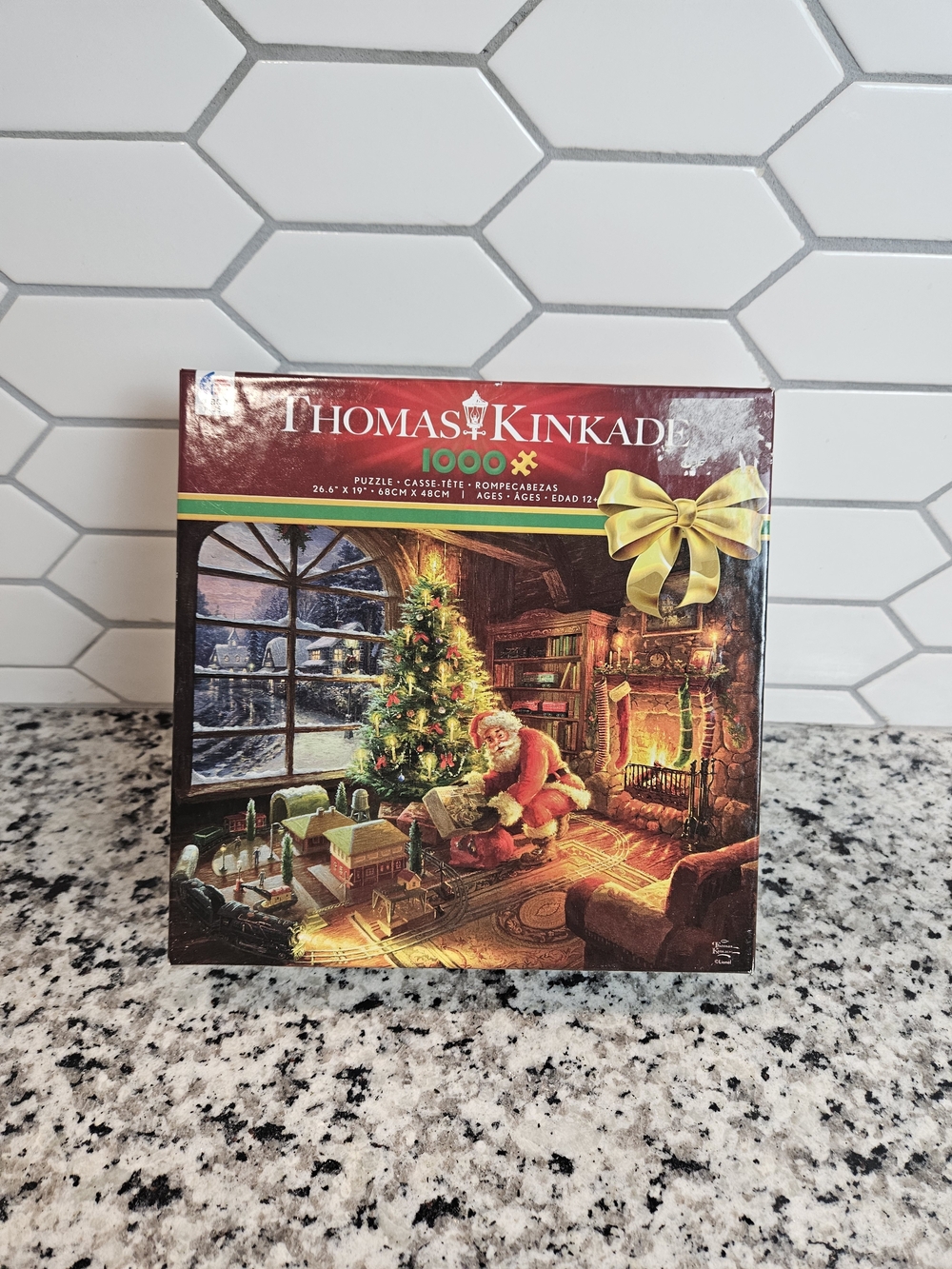 Thomas Kinkade Holiday Santa Living Room Scene 1000 Piece Puzzle